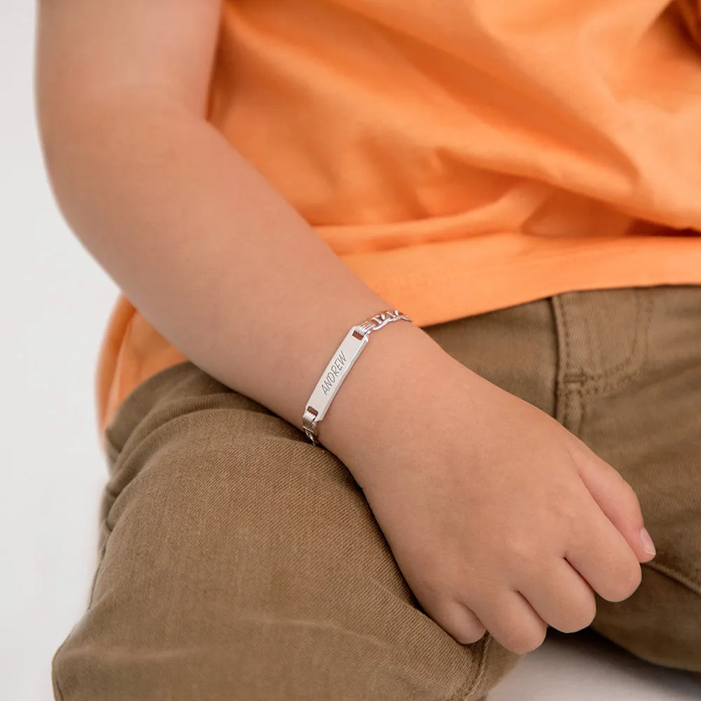 5-6" Anchor Chain Link Engravable ID Baby / Toddler / Kids Bracelet Boy - Sterling Silver