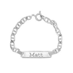 5-6" Anchor Chain Link Engravable ID Baby / Toddler / Kids Bracelet Boy - Sterling Silver