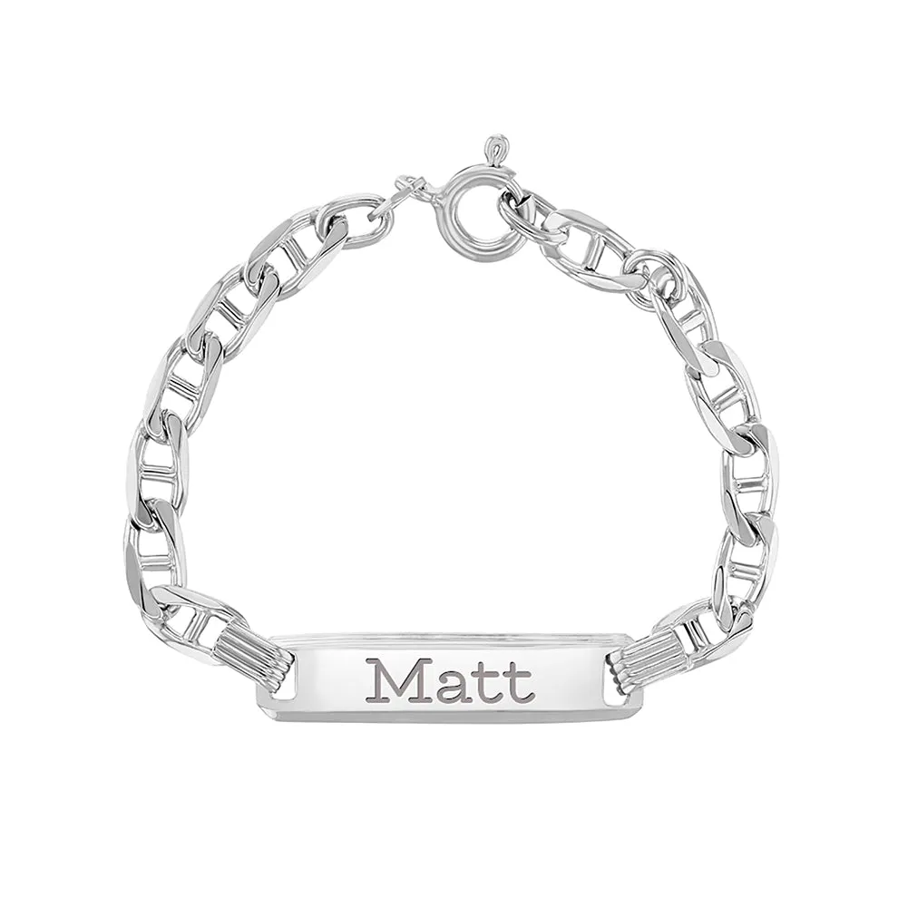 5-6" Anchor Chain Link Engravable ID Baby / Toddler / Kids Bracelet Boy - Sterling Silver