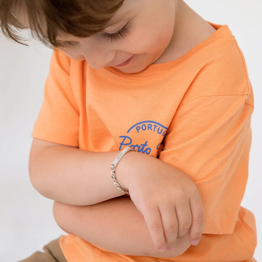 5-6" Anchor Chain Link Engravable ID Baby / Toddler / Kids Bracelet Boy - Sterling Silver
