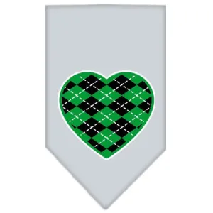 Argyle Heart Green Screen Print Bandana Grey Small