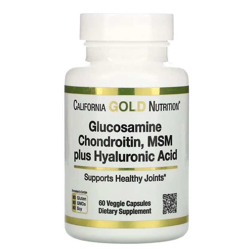 California Gold Nutrition, Glucosamine Chondroitin, MSM plus Hyaluronic Acid, 60 Veggie Capsules
