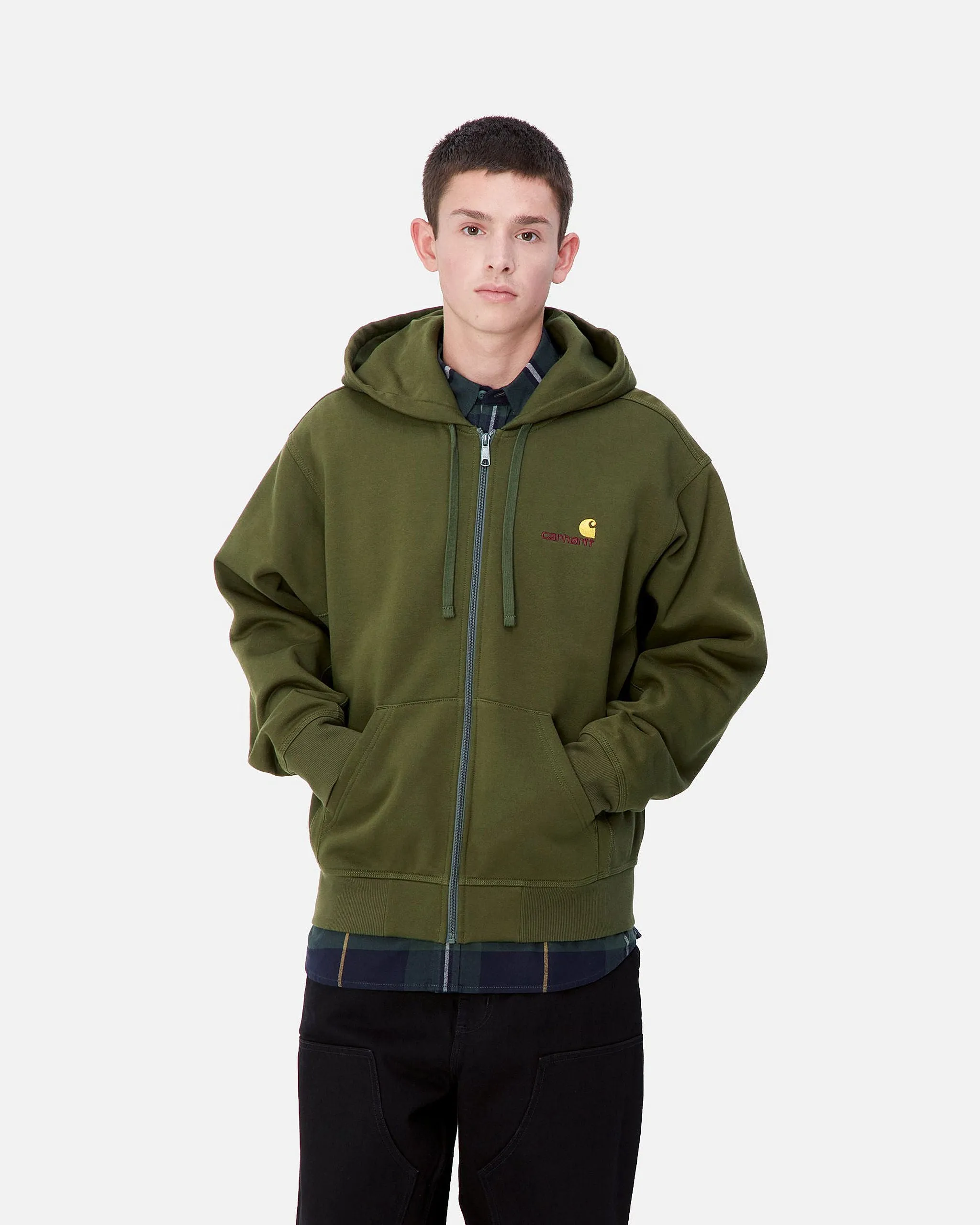 Carhartt WIP Hooded American Script Jacket - Tarragon