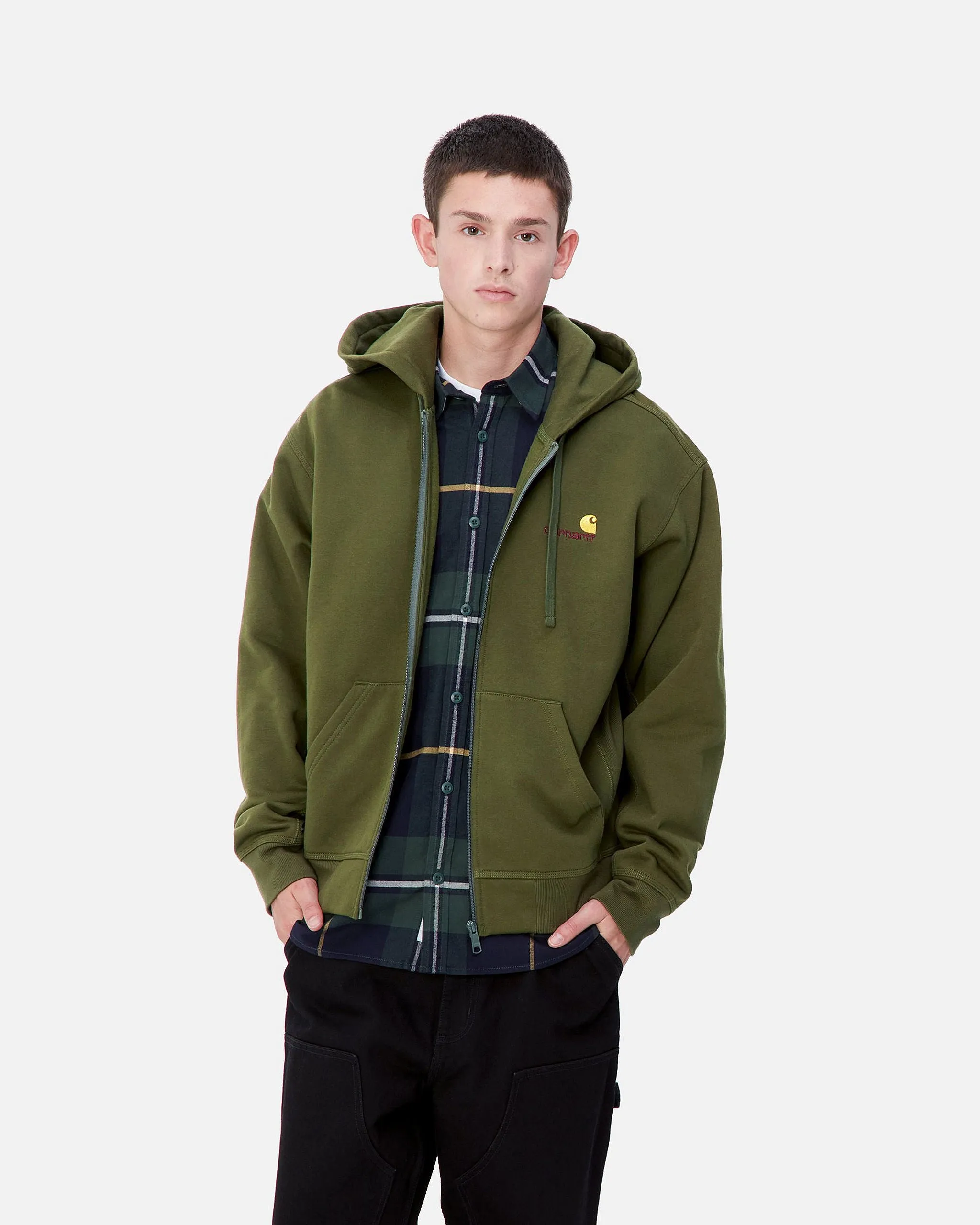 Carhartt WIP Hooded American Script Jacket - Tarragon