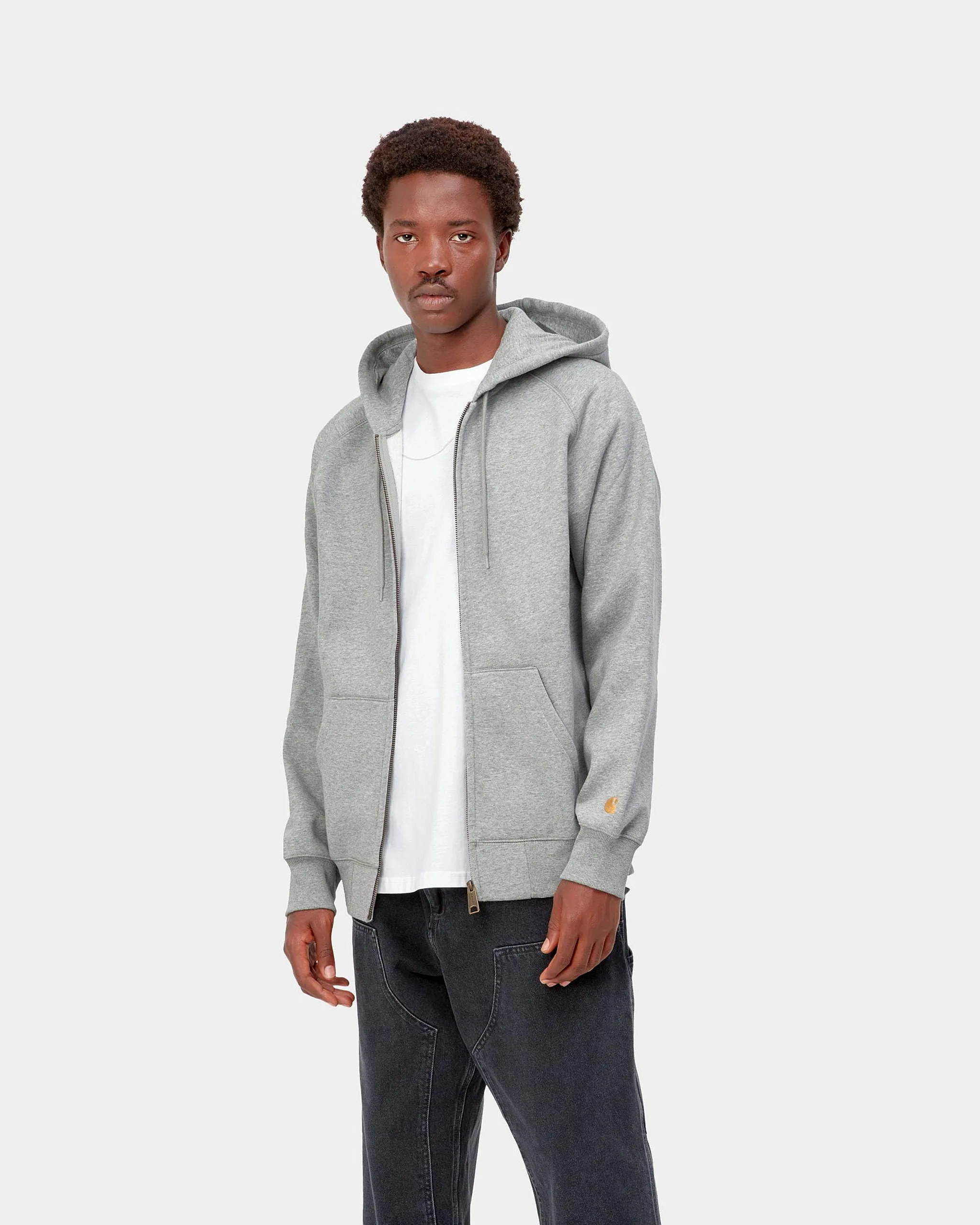 Carhartt WIP Hooded Chase Jacket - Grey Heather / Gold