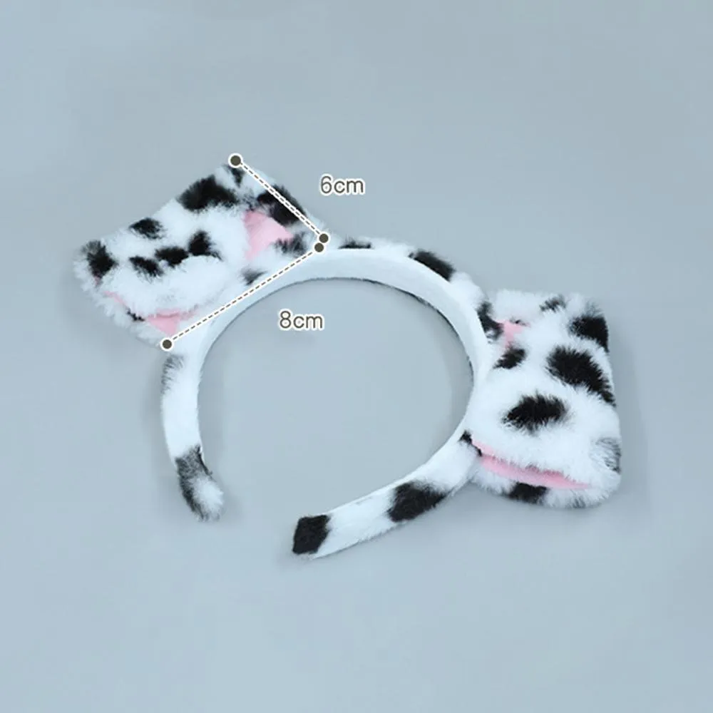 Cartoon Dog Ears Headband Fluffy Dalmatian Dog Ears Headwear Puppy Ears Costume Accessory