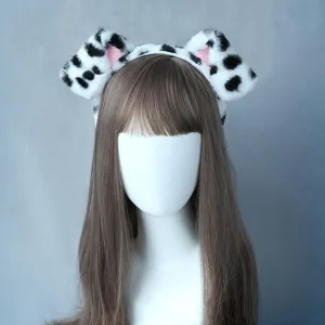 Cartoon Dog Ears Headband Fluffy Dalmatian Dog Ears Headwear Puppy Ears Costume Accessory