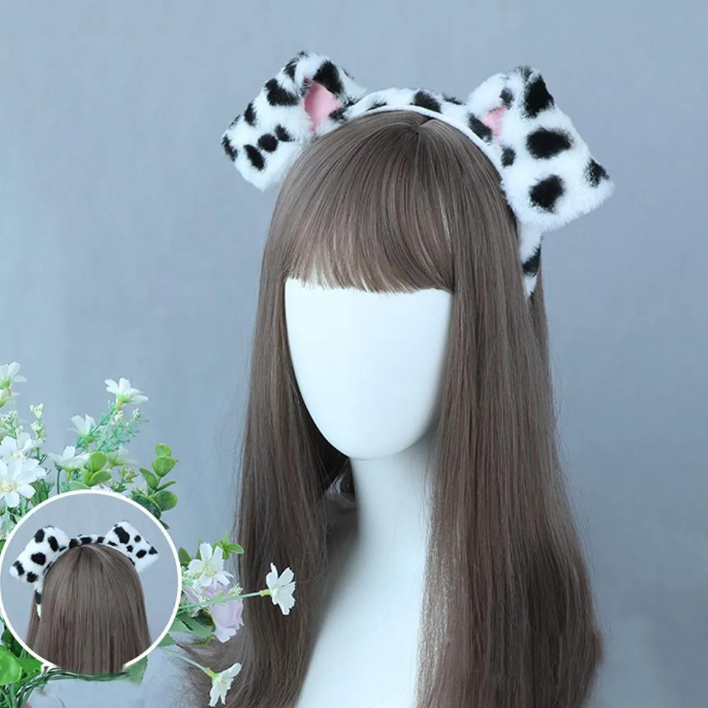 Cartoon Dog Ears Headband Fluffy Dalmatian Dog Ears Headwear Puppy Ears Costume Accessory