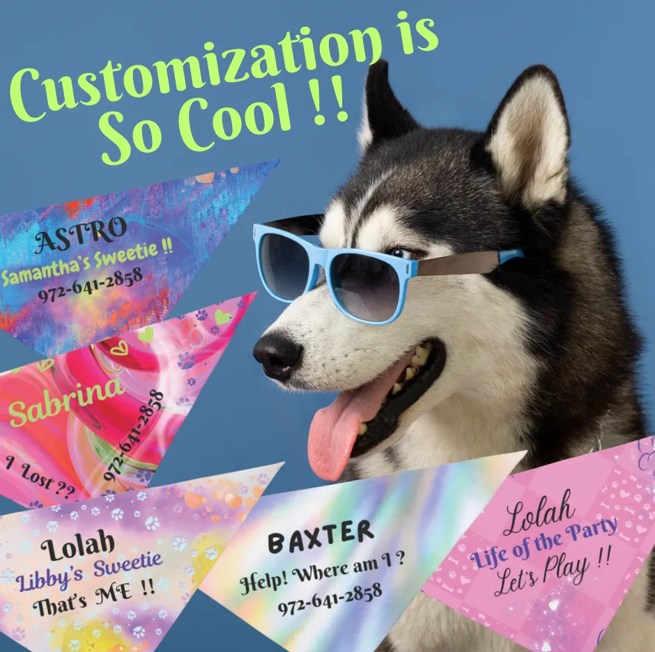 Customizable Pink-n-Red Abstract Pet Bandana with "Am I Lost?" Text, Easily Customize with Dog Name and Phone Number for a Bright, Personalized Safety Net, Unique Pet Lover Dog Mom Gift