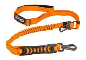 Dog Leash with Padded Handle, Multifunctional Dog Leashes for Medium & Large Dogs with Car Seat Belt, Reflective Threads, 4-6 FT Bungee Dog Leash - Orange