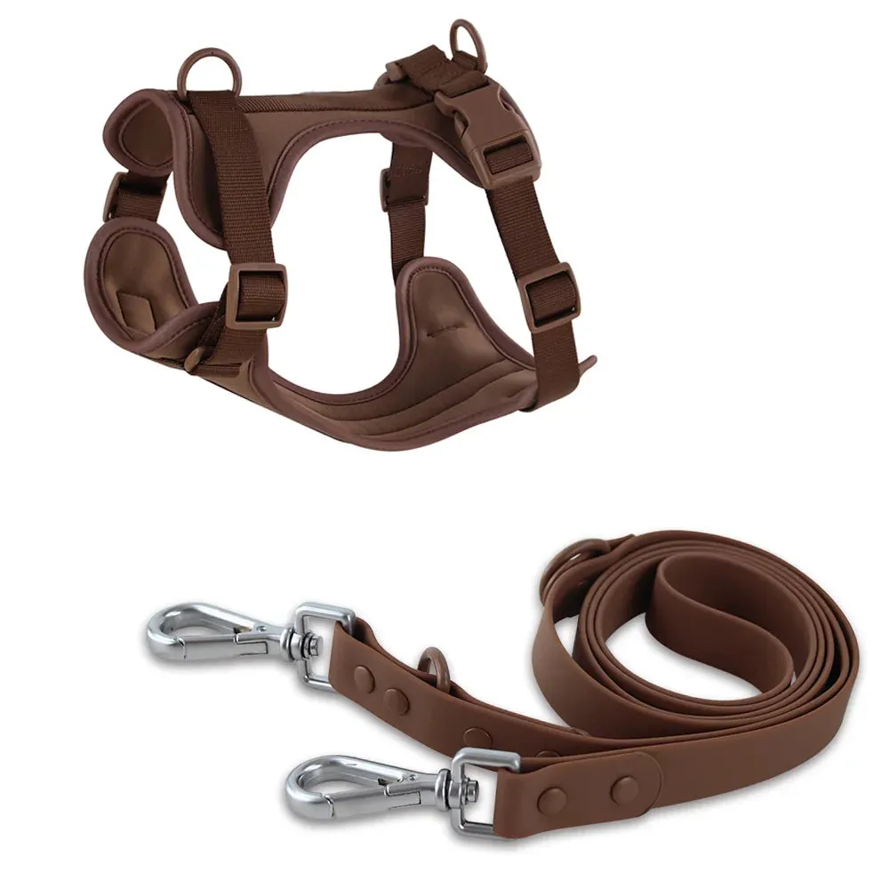 Double Dog Leash PVC Comfortable and breathable Dog Harness and leash set Adjustable Chest Strap Collars-f- Harnesses & Leashes