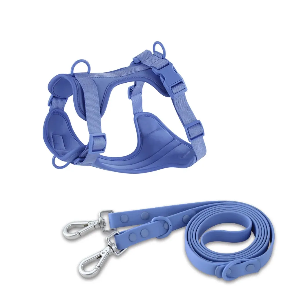 Double Dog Leash PVC Comfortable and breathable Dog Harness and leash set Adjustable Chest Strap Collars-f- Harnesses & Leashes