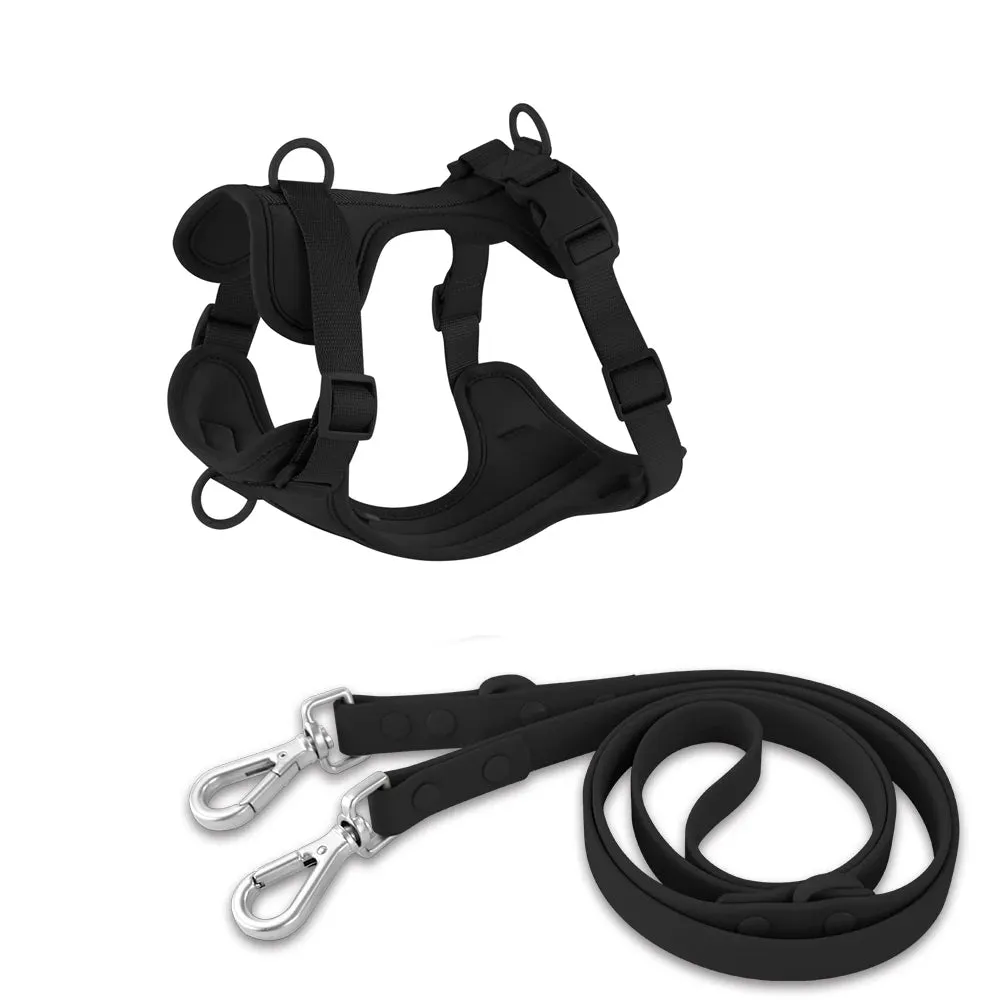 Double Dog Leash PVC Comfortable and breathable Dog Harness and leash set Adjustable Chest Strap Collars-f- Harnesses & Leashes