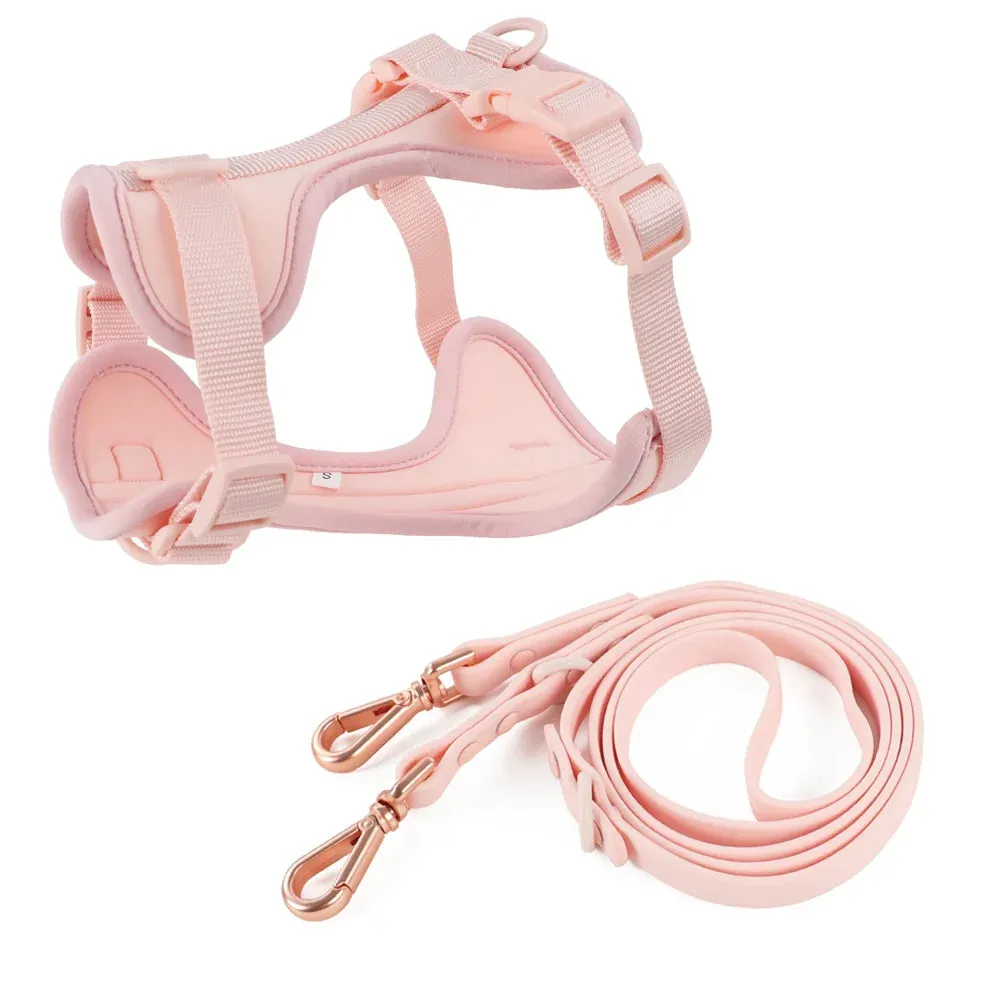 Double Dog Leash PVC Comfortable and breathable Dog Harness and leash set Adjustable Chest Strap Collars-f- Harnesses & Leashes