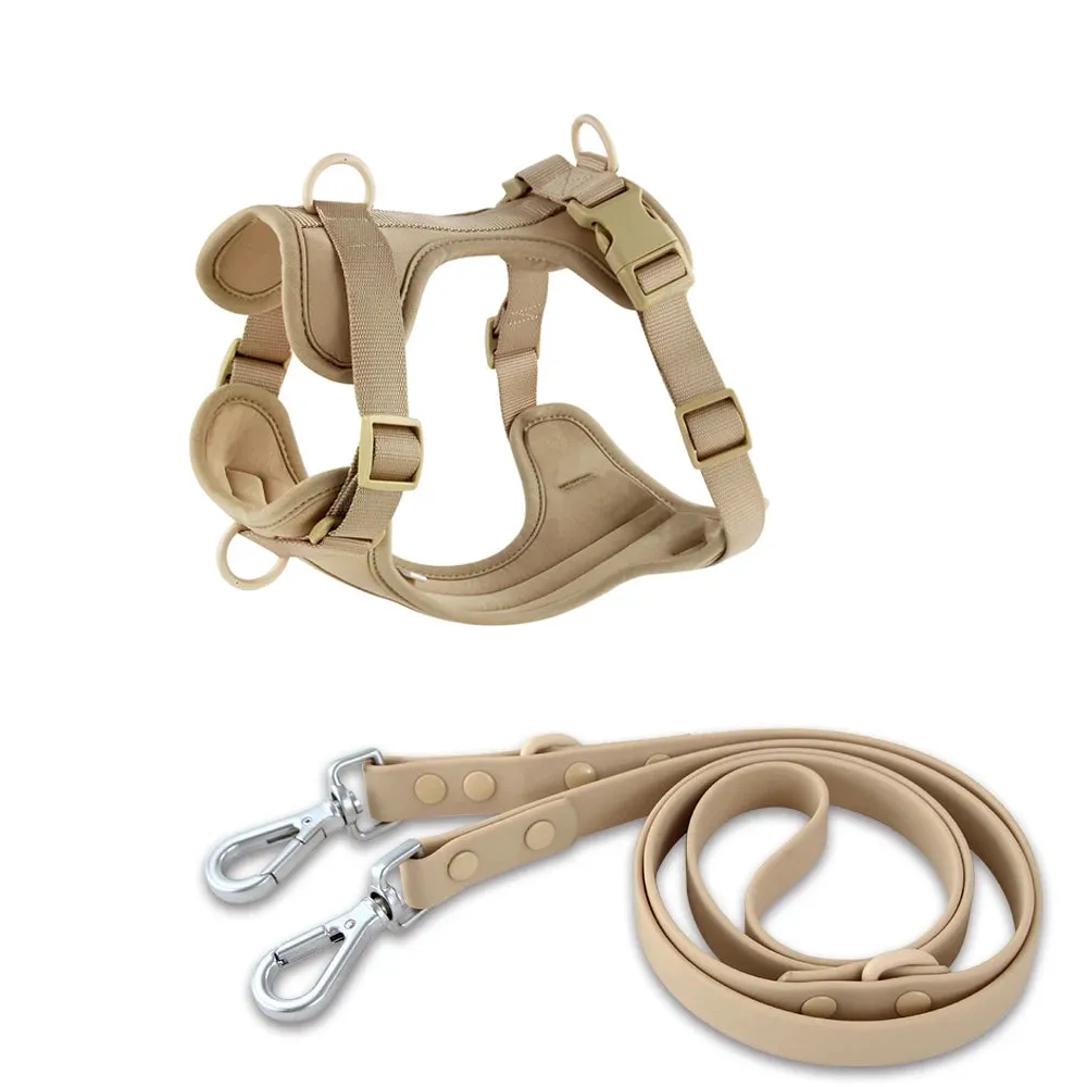 Double Dog Leash PVC Comfortable and breathable Dog Harness and leash set Adjustable Chest Strap Collars-f- Harnesses & Leashes