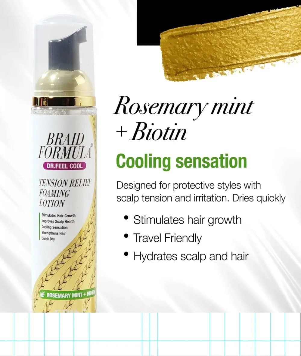 Ebin New York Braid Formula Drfeelcool Tension Relief Foam Lotion[Rosmary Biotin]3.38Oz