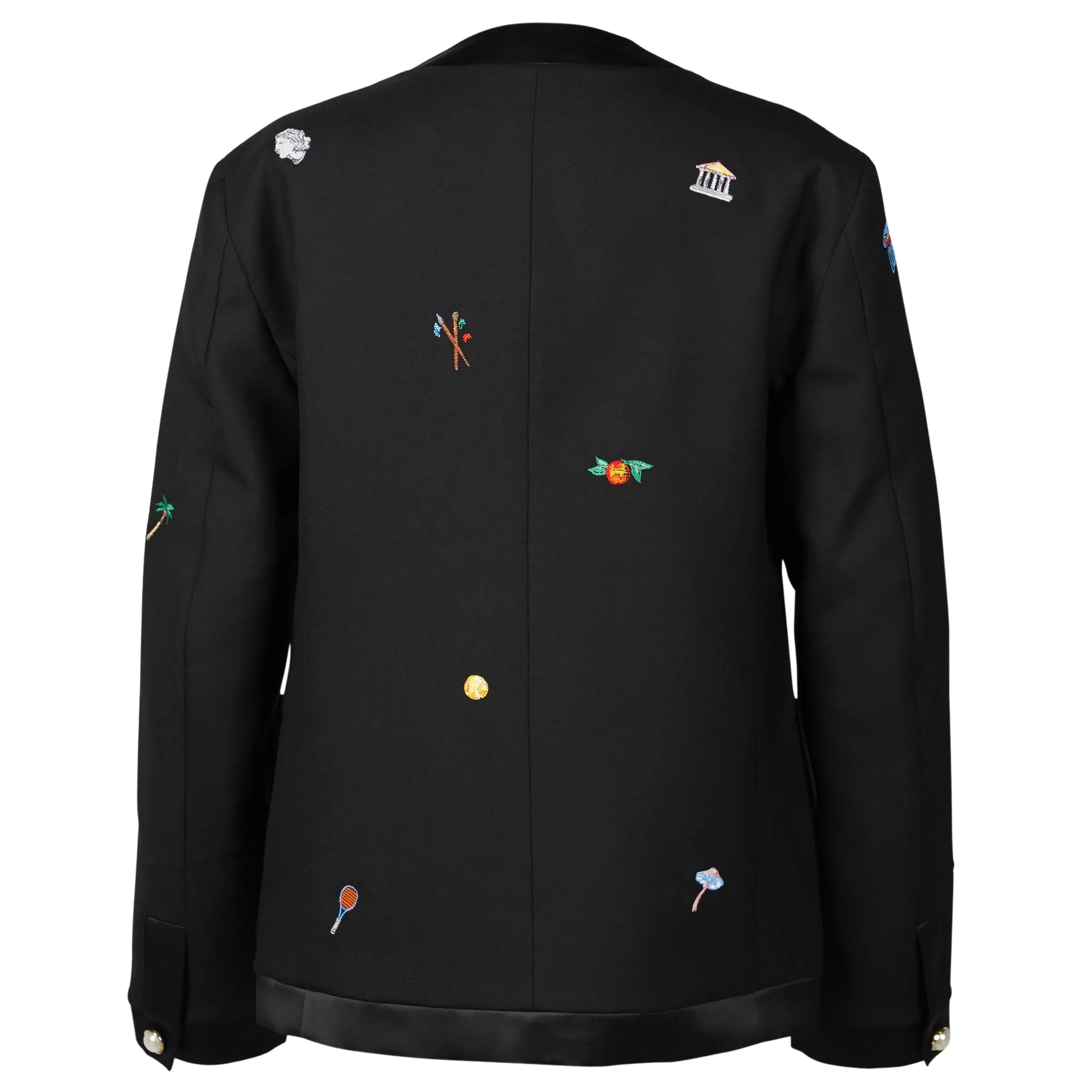 EMBROIDERED MOTIF RELAXED JACKET / CSB655:BLACK MOTIF ICONS