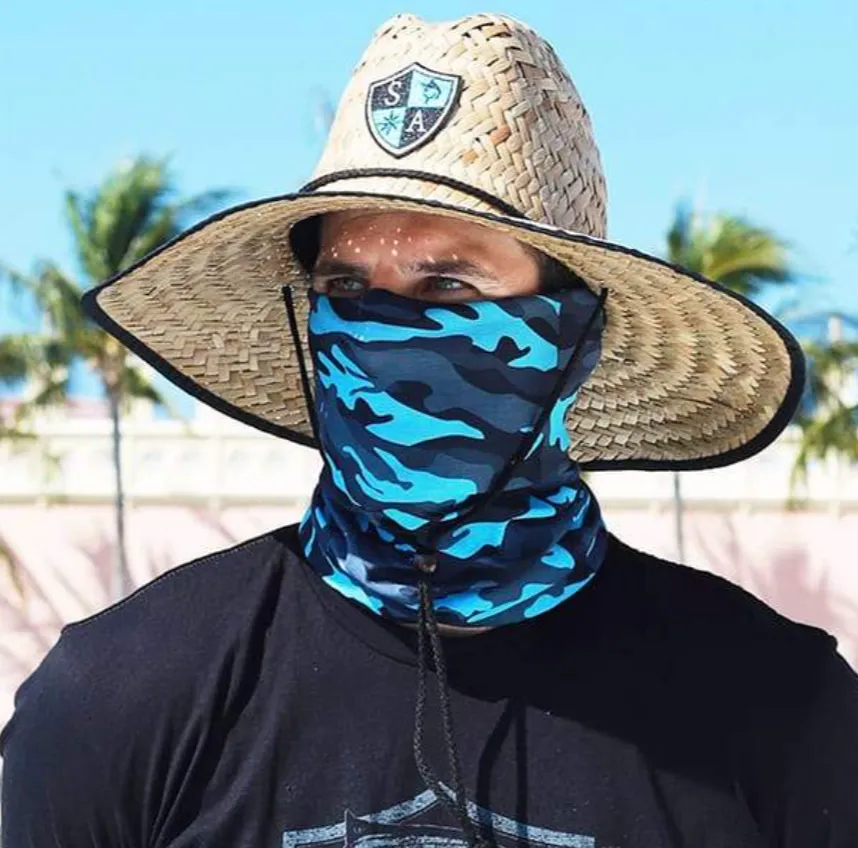 Face Shield Bandana  Aqua Military Blackout Camo