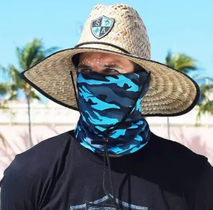 Face Shield Bandana  Aqua Military Blackout Camo