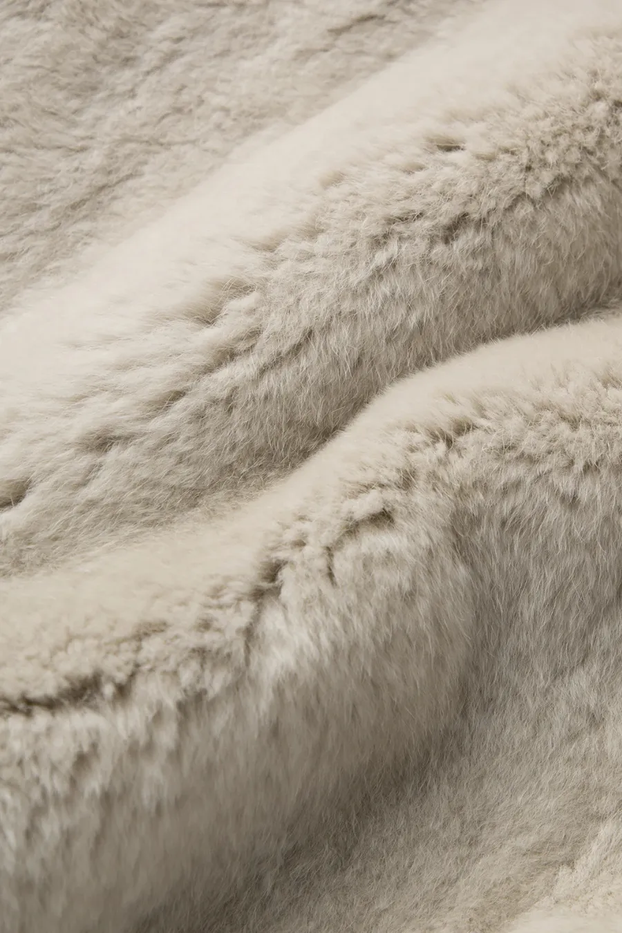Fur Trimmed Short Parka Off White