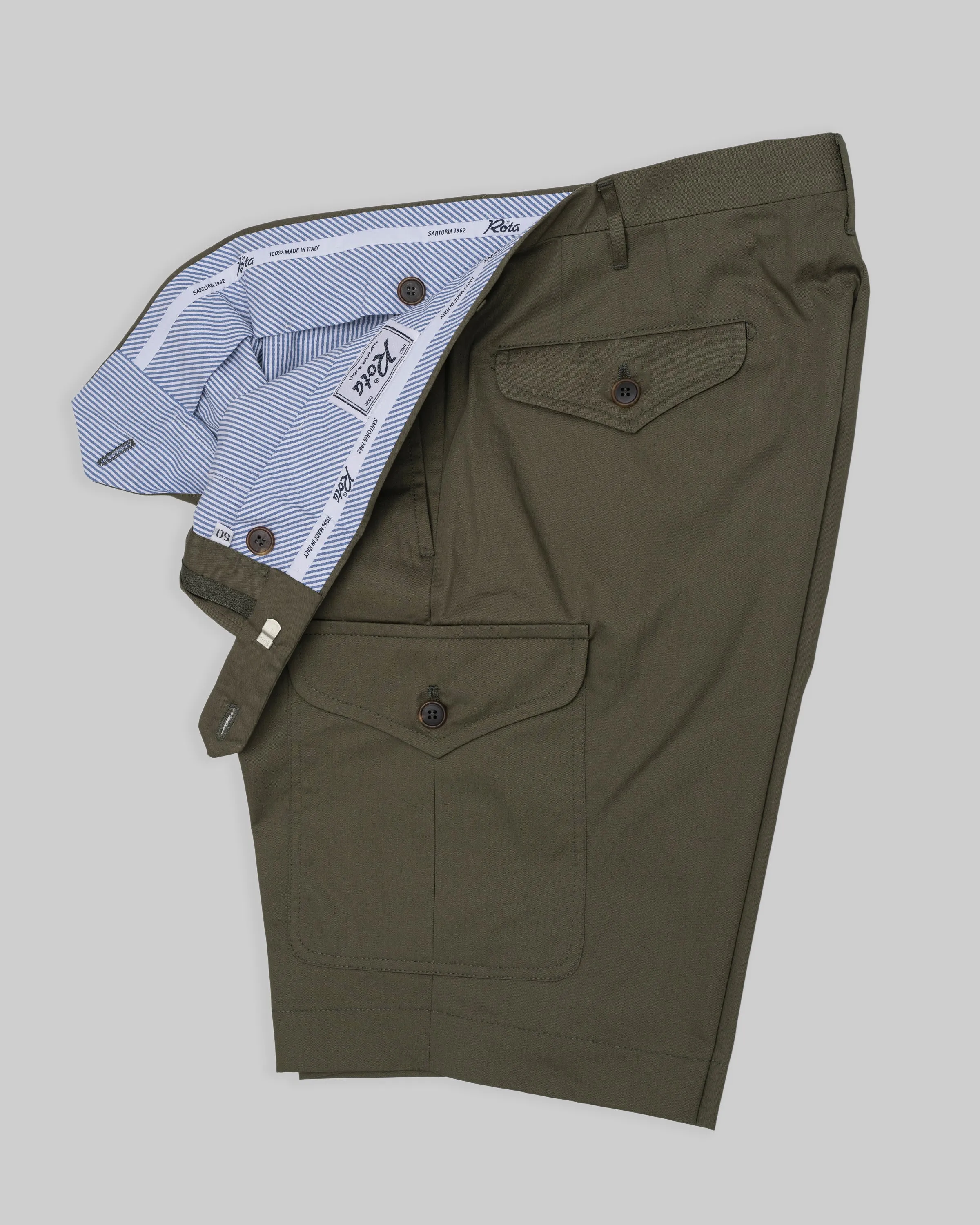 Green cotton bermuda cargo