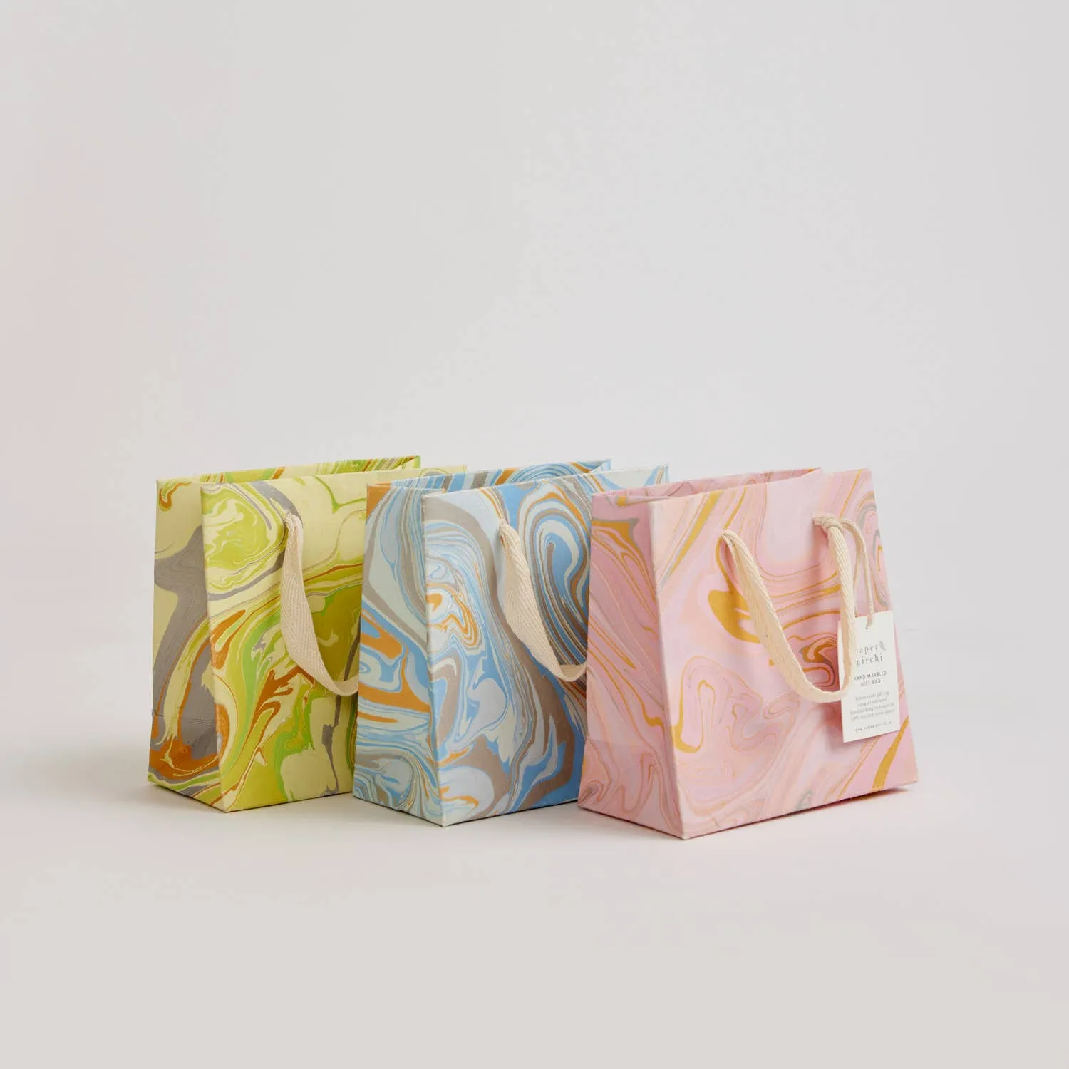 Hand Marbled Gift Bags Pastel - Small