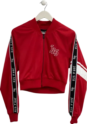 JGR & STN Red Embroidered Logo Zip Through Jacket UK 8