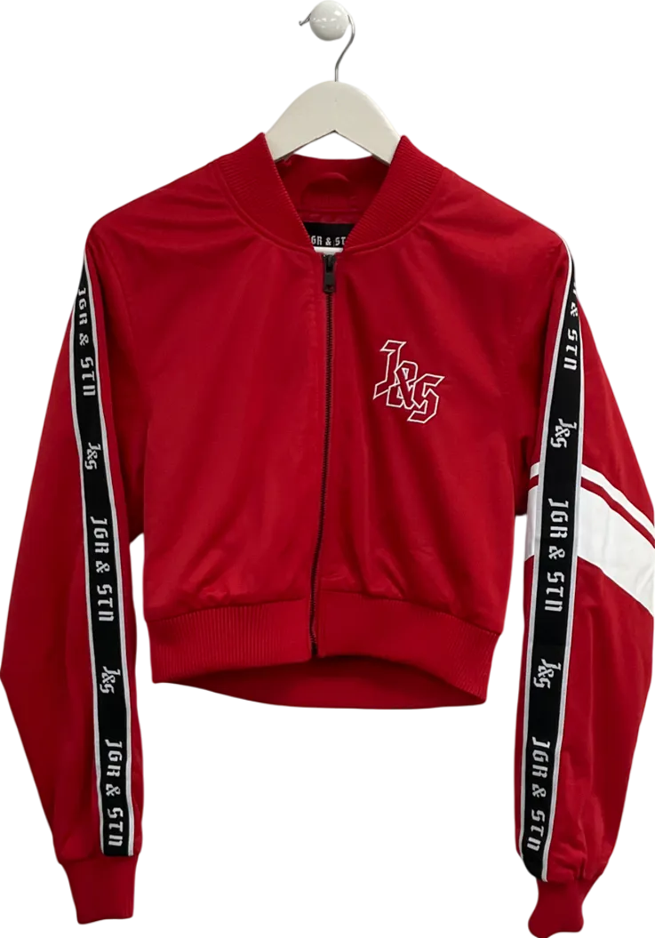 JGR & STN Red Embroidered Logo Zip Through Jacket UK 8