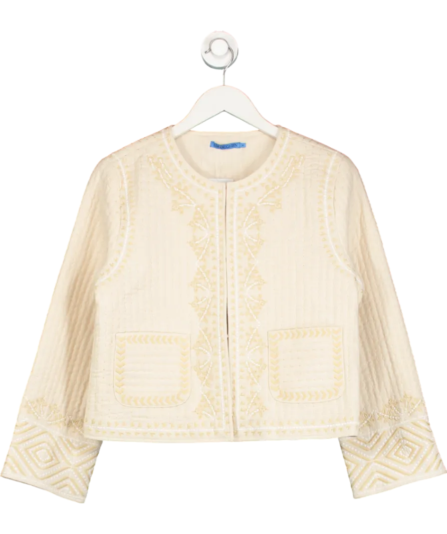 J.Mclaughlin Beige Solid Idella Embroidered Quilted Jacket UK M