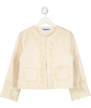 J.Mclaughlin Beige Solid Idella Embroidered Quilted Jacket UK M