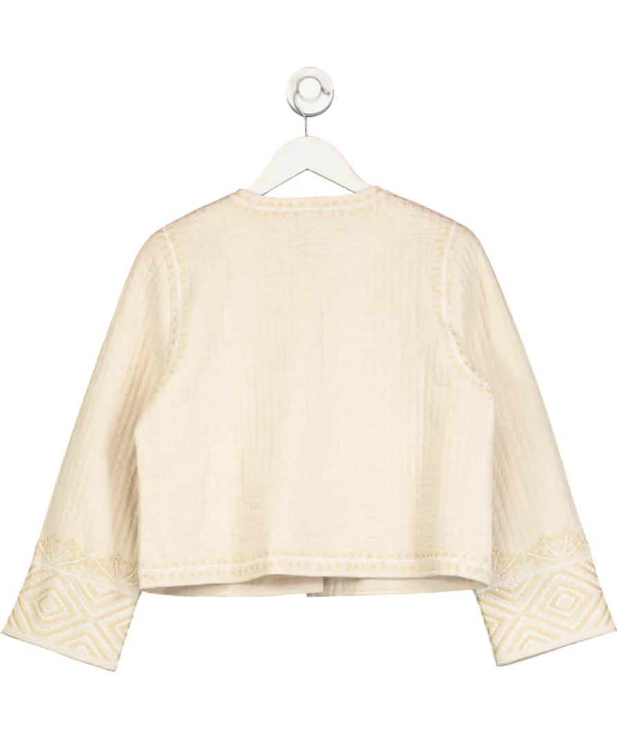 J.Mclaughlin Beige Solid Idella Embroidered Quilted Jacket UK M
