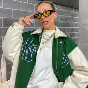 LETTER PRINT VARSITY JACKET