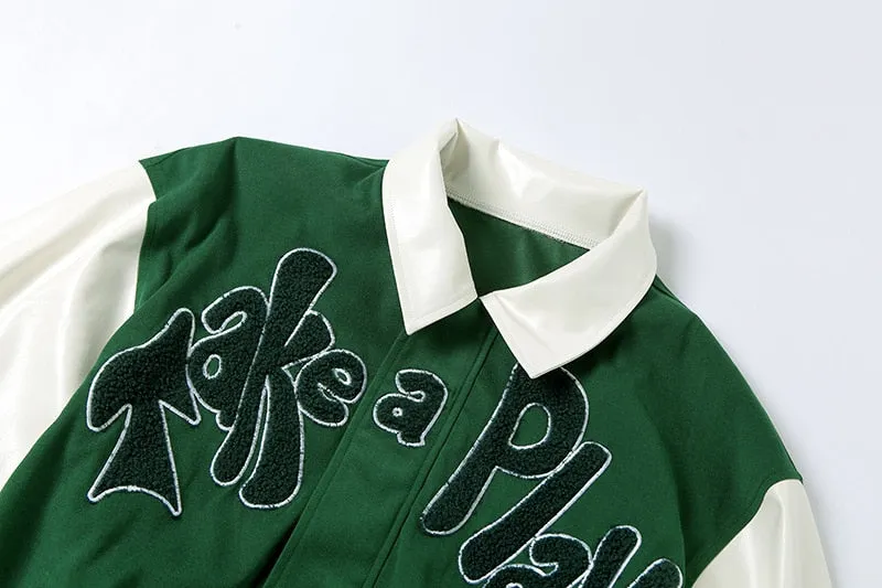 LETTER PRINT VARSITY JACKET