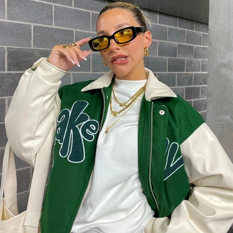 LETTER PRINT VARSITY JACKET