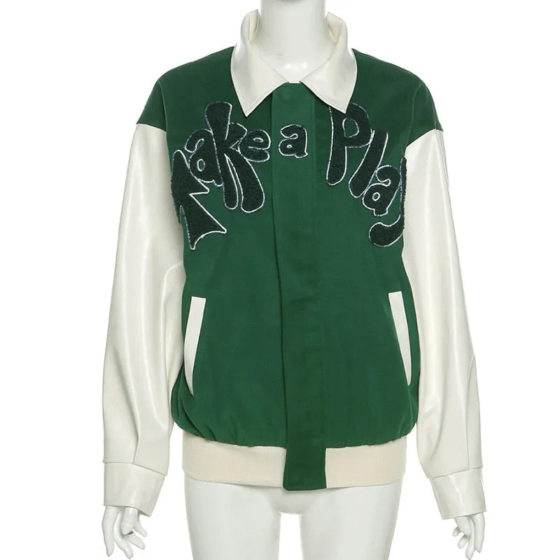 LETTER PRINT VARSITY JACKET