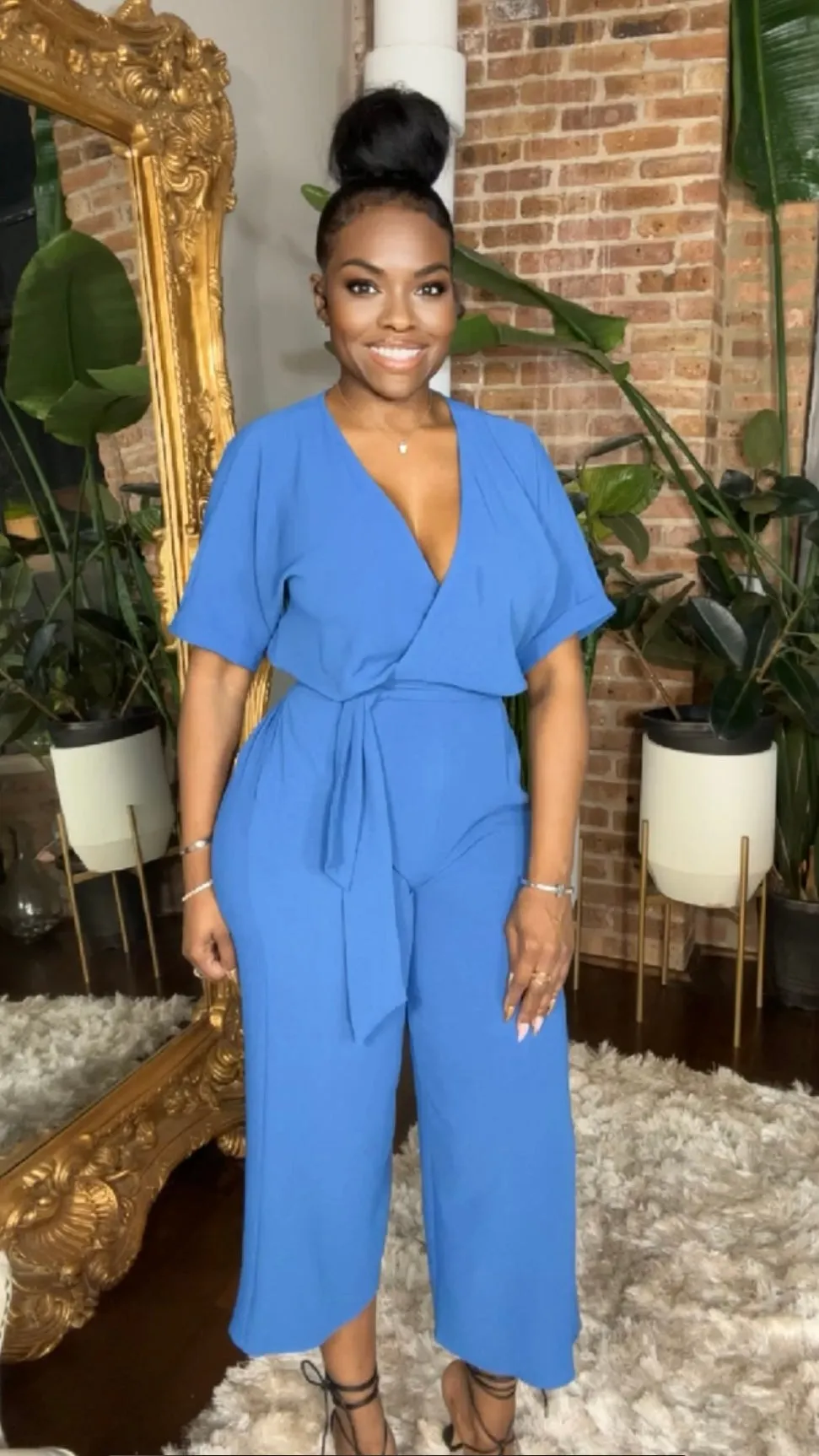 Loose Fit Woven Jumpsuit - Blue