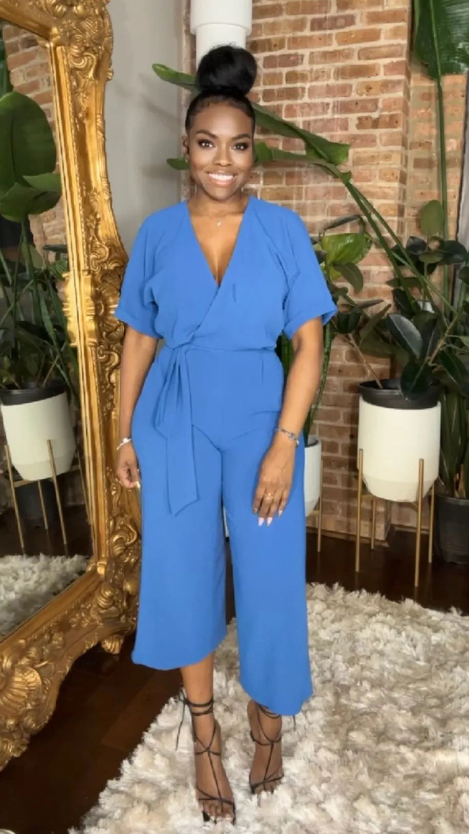 Loose Fit Woven Jumpsuit - Blue