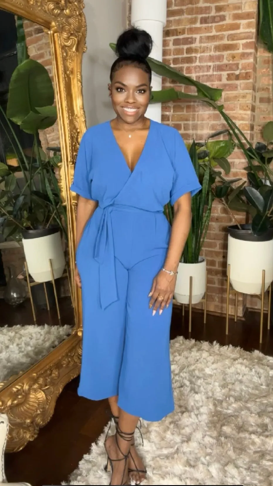 Loose Fit Woven Jumpsuit - Blue