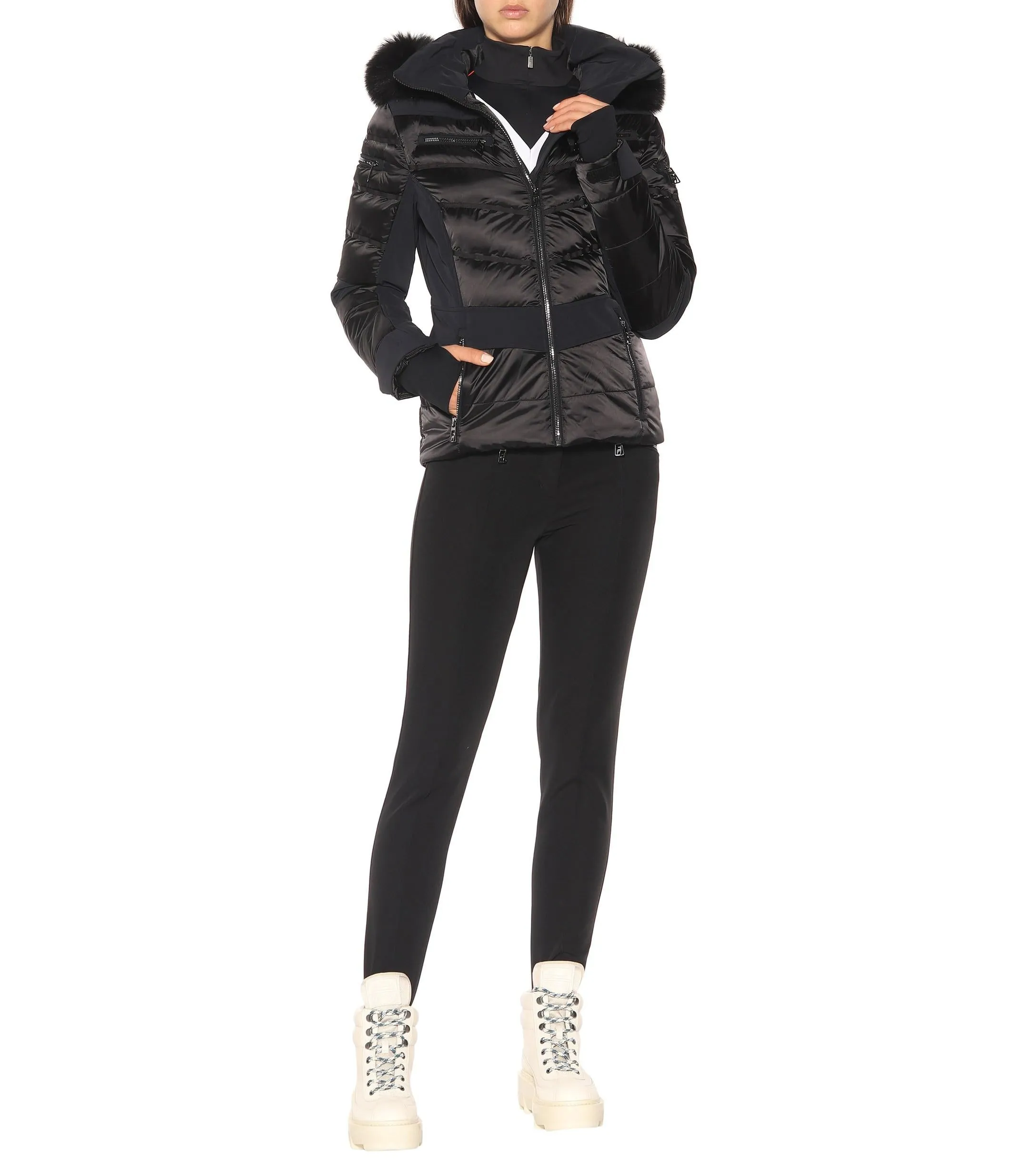 Maria fur-trimmed technical Ski Jacket Black