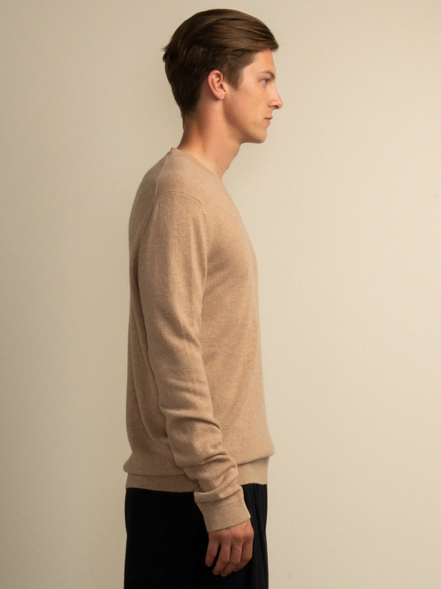 Men V Neck Sweater_Camel