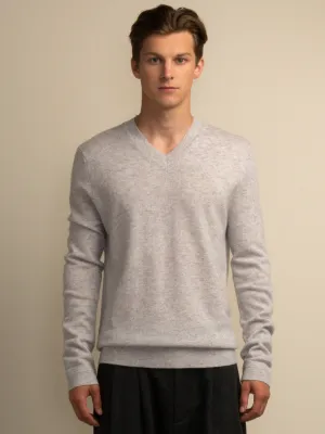 Men V Neck Sweater_Grey