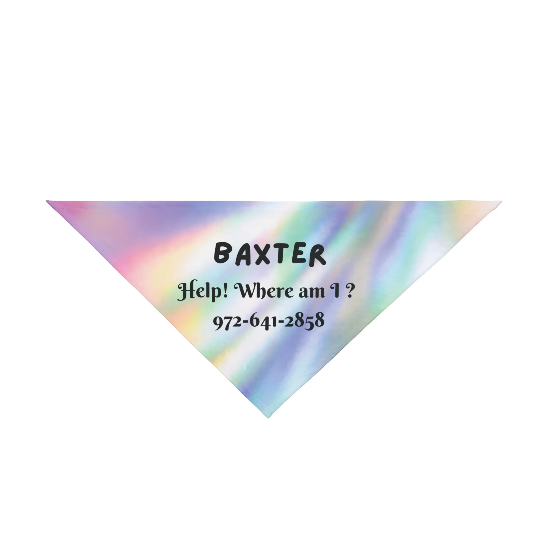 Multi-colored Customizable Keep-Your-Dog-Safe Pet Bandana with "Help Where Am I?" Slogan, Personalize with Dog Name and Phone Number for a Personal Safety Net, Unique Pet Lover Dog Mom Gift