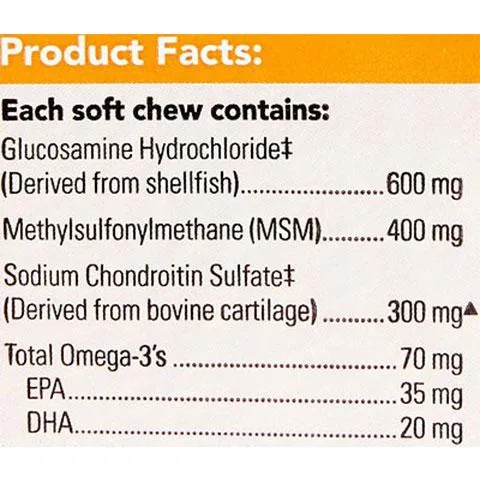 Nutramax Cosequin Maximum Strength (DS) Plus MSM Soft Chews Joint Health Dog Supplement, 60 Count