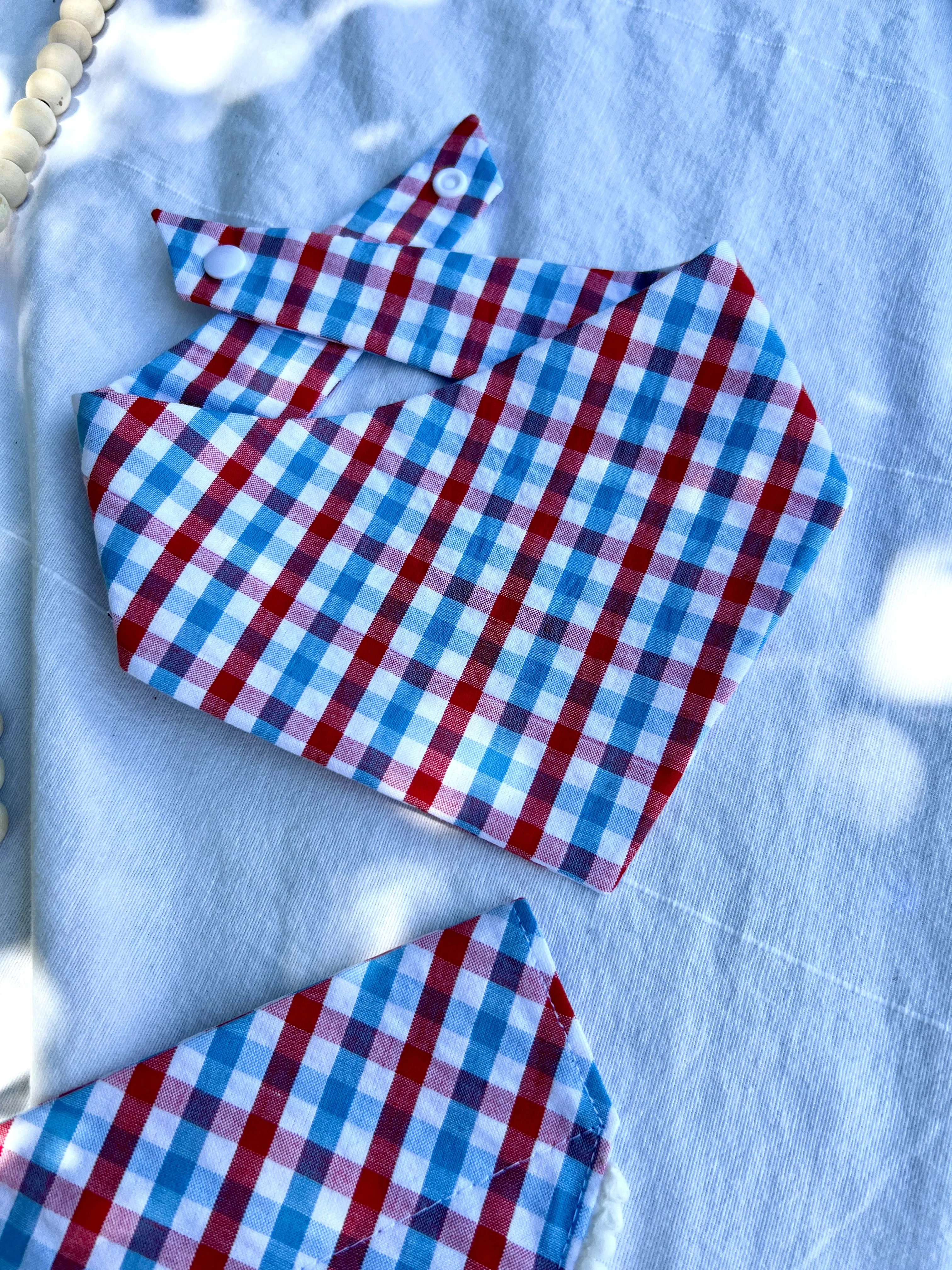 Patriotic Gingham Dog Bandana