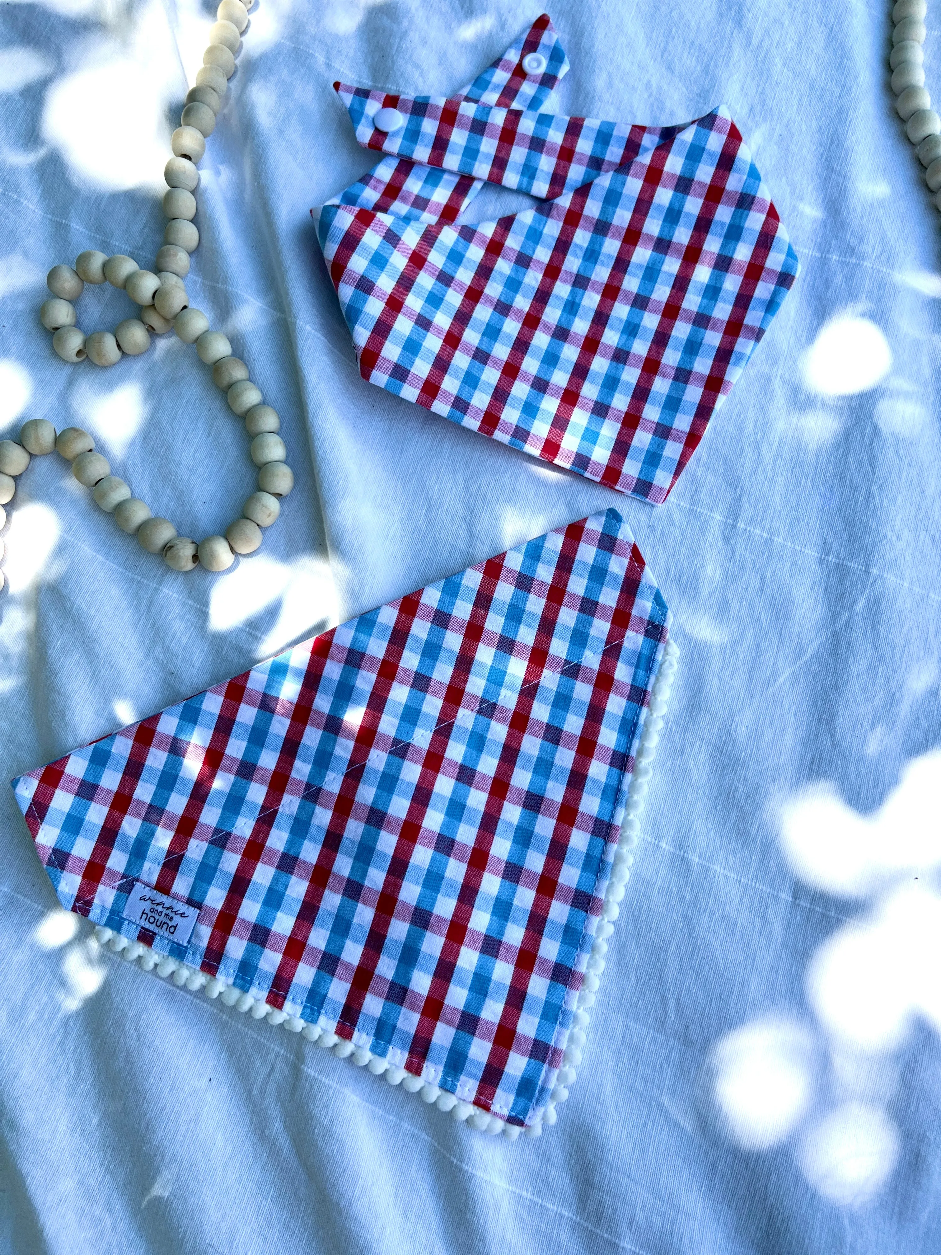 Patriotic Gingham Dog Bandana