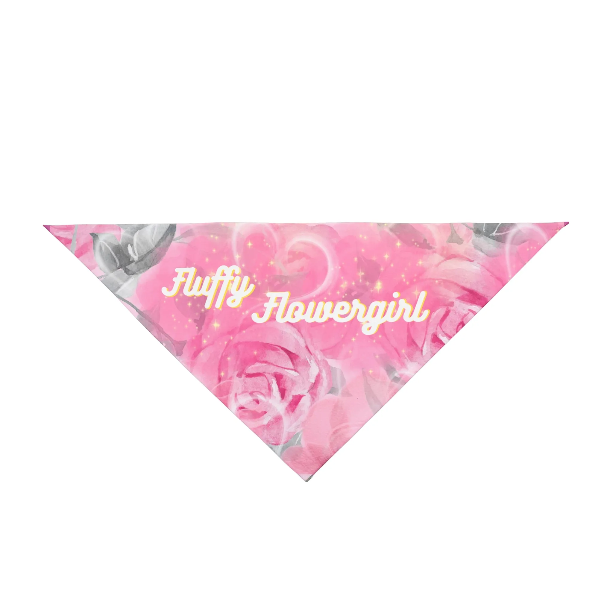 Pink Floral "Fluffy Flowergirl" Pet Bandana, Bridal Shower Engagement Party, Gift For Bride, Groom, CatLady Dog Mom