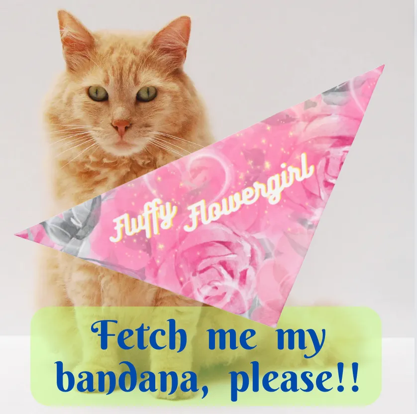 Pink Floral "Fluffy Flowergirl" Pet Bandana, Bridal Shower Engagement Party, Gift For Bride, Groom, CatLady Dog Mom