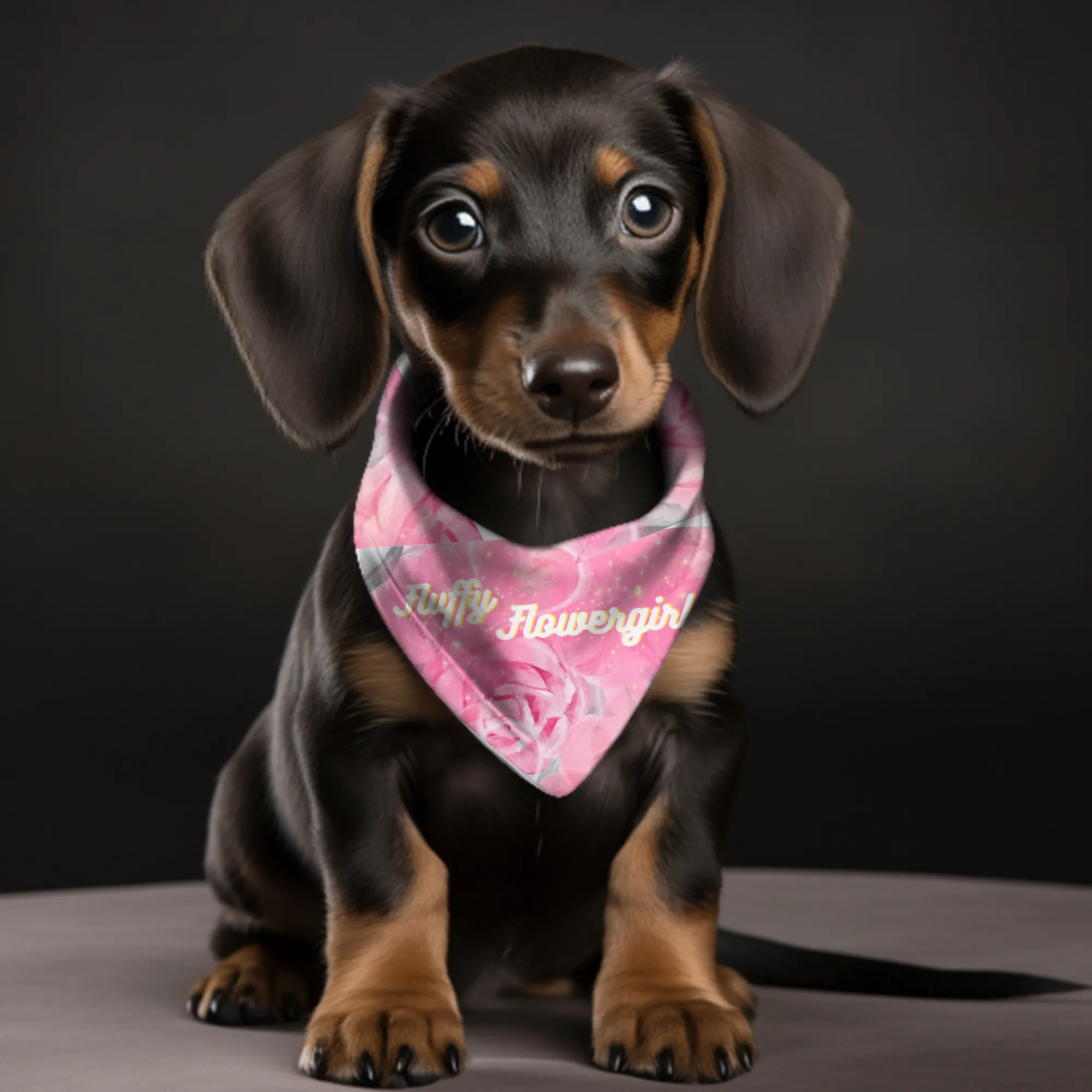 Pink Floral "Fluffy Flowergirl" Pet Bandana, Bridal Shower Engagement Party, Gift For Bride, Groom, CatLady Dog Mom