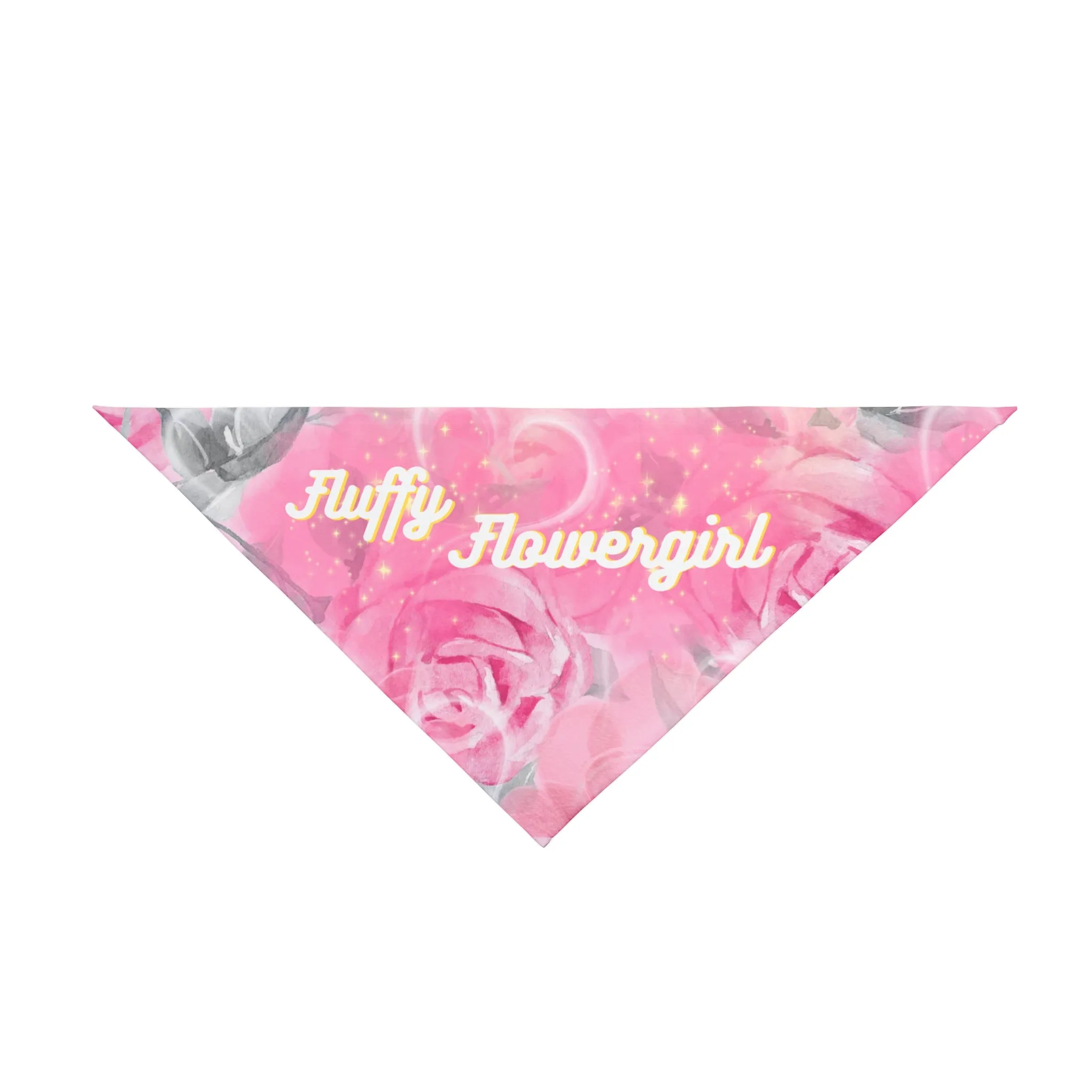 Pink Floral "Fluffy Flowergirl" Pet Bandana, Bridal Shower Engagement Party, Gift For Bride, Groom, CatLady Dog Mom