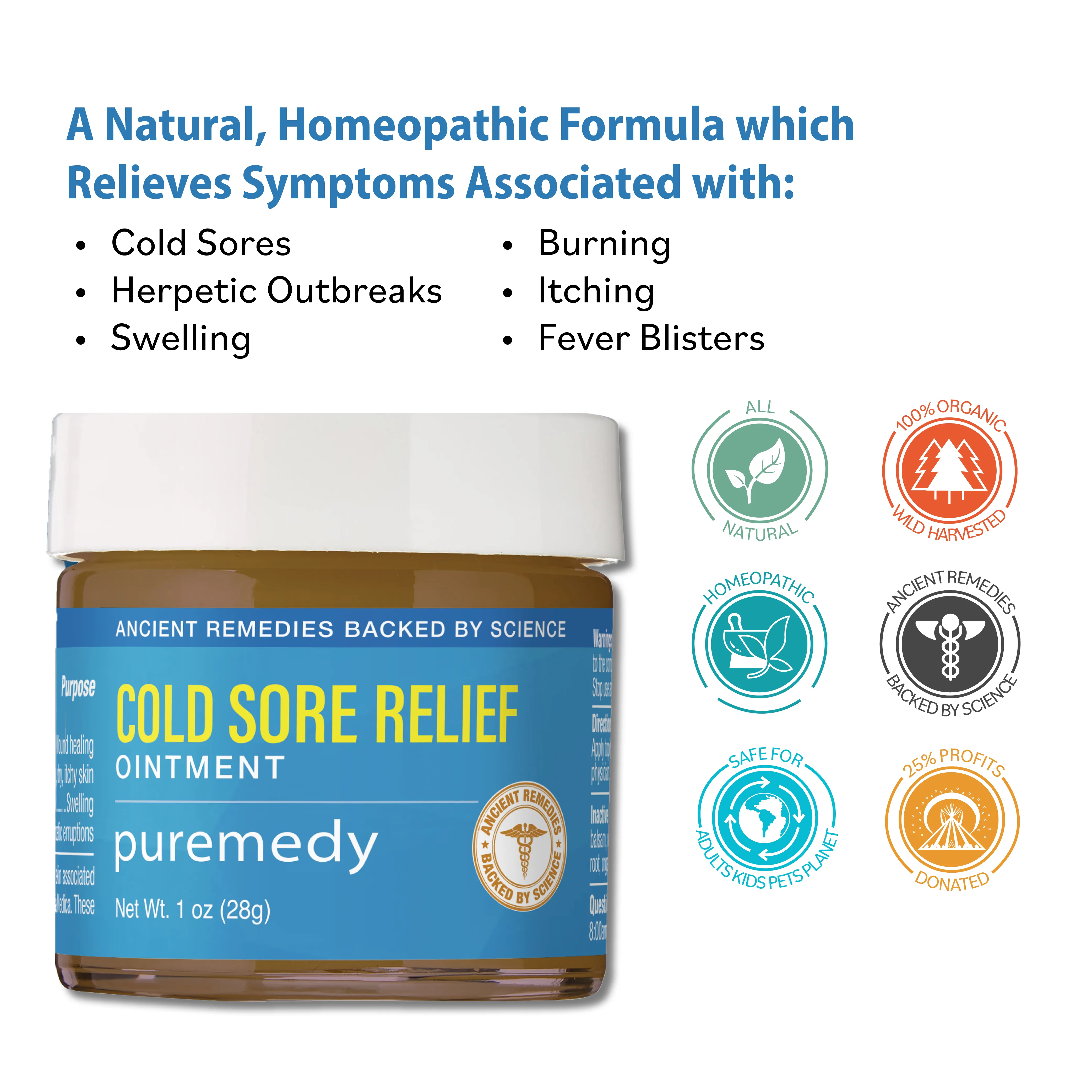 Puremedy Cold Sore and Fever Blister Ointment, 1 Ounce